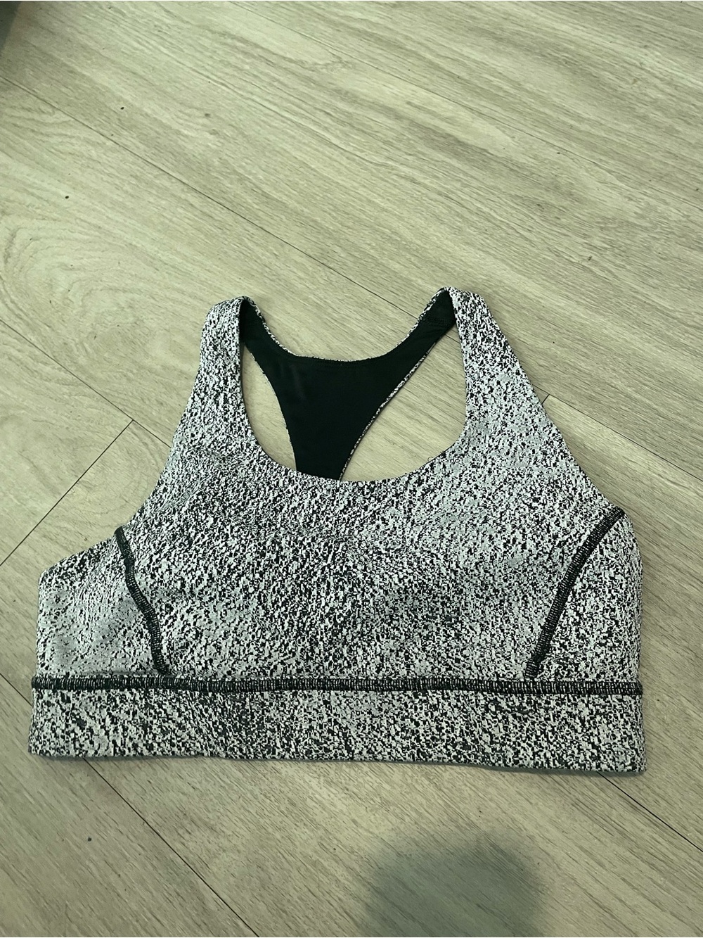 lululemon athletica Black and White Speckle Racerback Sports Bra